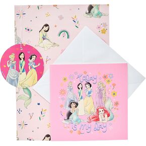 Disney Princess Gift Wrap and Gift Tag و Card 1 Count (حزمة 1)