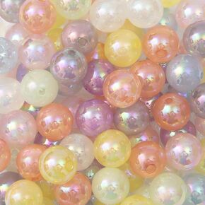 1 مم حبات الأكريليك AB حبات الألوان 100pcs جولة ملونة الخرزات متعددة الألوان الأكريليك لأقراط القلادة أقراط DIY المجوهرات صنع (AB Color)