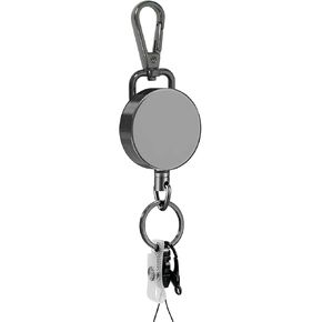 Badge Reels Retractable Badge Clips Holders, Heavy Duty Metal Retractable Keychain ID Badge Holder with Stainless Steel Spring Coil 27.5 Inch Nylon Rope Belt Clip Key Ring for Name Card Keys Badges