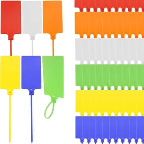 60 PCS علامات الشحن البلاستيكية ، علامات الأمتعة الكبيرة المقاومة للماء ، الجزء الأكبر من قفل ذاتي الختم الرمز البريدي علامات لوجستيات استخدم علامات حقائب الظهر ، 2.3 "× 9.8" (6 ألوان)