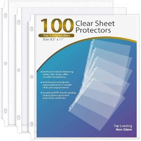 Ktrio (1 Set) Sheet Protector 8.5 x 11 Inches Non-Glare 100 Pack, Clear Page Protectors Letter Size 50 Pack