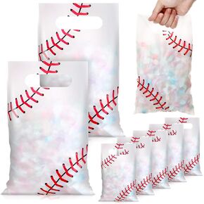 أكياس هدايا Kolldenn 150PCS مع مقبض حقائب Baseball Candy Goodie لعلاج الوجبات الخفيفة السيلوفان الرياضية.
