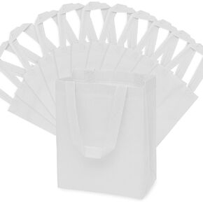 ZENPAC Small Reusable Fabric White Gift Bags with Handles for Business, Wedding, Birthday, Christmas, Holiday, Favors, Birthdays, Bulk, 8x4x10 12 Pack