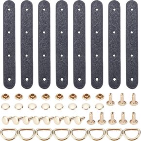 WADORN 4 Sets Leather Metal Connector Buckles, Purse Suspension Clasp Handbag Chain Link Clasps Leather Strap Fastener D Ring Screws Leather Craft Purse Hardware Supplies, 3.7×0.5inch, Brown