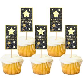 Ercadio 24 Pack Star Cupcake Toppers Glitter Silver Star Cupcake Picks Round Sequins Twinkle Star Party Decor Baby Shower Kids Birthday Wedding Party Cake Decorations Supplies