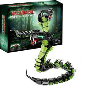 Fangool 2025 Mechanical Snake Building Blocks Set，Technological Cobra Animals Model Toy Set，689 Pcs Creative Toys Gifts for Adults and Kids