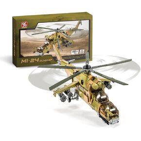 DAHONPA MI-24S Helicopter Medium Utility Military Army Airplane Building Bricks Set, 850+ Pieces Air-Force Build Blocks Toy, Gift for Kid and Adult
