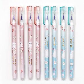 12 PCS Ambens Arasable Cartoon Cartoon Pens Flower Flower Plower Gel Pens 0.5mm كتابة سلسة للكتابة في Office Office School Pens Women Girls Boys (Flower Cat-Black Ink)