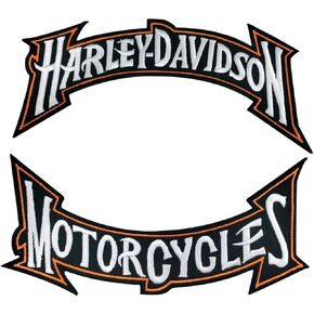 1 Pair Large Size Harley Iron On Embroidery Patch for Leather Jackets & Vest Size (11 Inches)