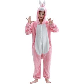 HAHASHOW Unisex Kids Animal Onesie Hooded Romper, Flannel Jumpsuit for Autumn Winter, Halloween Cartoon Clothing