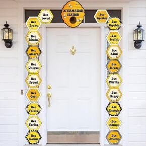 gisgfim Summer Bee Classroom Door Banner Back to School Positive Affirmation Door Decorations, Motivational Bee Hive Cutouts Sign Background for Classroom Bulletin Board Wall Office Home Welcome Decor