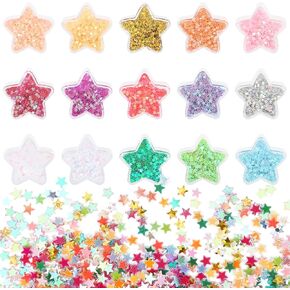 Gartful Star Glitter Confetti ، الترتر اللامع للراتنج ، راتنجات الراتنجات المعدنية صنع المجوهرات مجموعة لوازم لمشروع الحرف الفنية DIY ، مستحضرات تجميل الجسم ، فن الأظافر ، مبعثر الطاولة ، زخرفة الحفلات ، 15 لونًا
