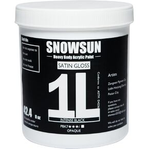 طلاء الأكريليك الأسود الفحم Snowsun ، 2 حزمة 1 لتر /42.4 أوقية دهانات أكريليك كبيرة كبيرة ، ودهانات جسم ثقيلة غير سامة- دهانات فنية سميكة للبنوك الخشبية متعددة السطح من القماش الخشبي- مثالية للفنانين والمبتدئين