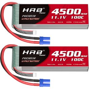 HRB 2PCS 3S 4500MAH LIPO بطارية EC5 100C 11.1V RC LIPO بطارية متوافقة مع RC CAR RC RC TRACK RC BOAT