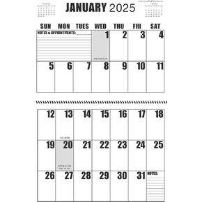 تقويم كبير للطباعة الحائط 2025 حجم الحروف