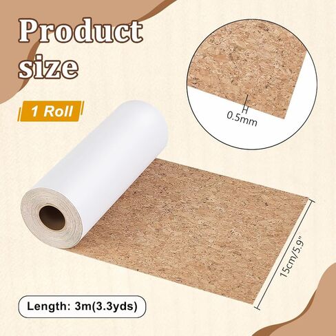 PH Pandahall 118x5.9 بوصة لفة الفلين اللصق الذاتي للوقايات الشريط القماش كورك لإصلاح الأثاث زخارف درج الجدار المنزلي لألواح الفلين لمشاريع ديي in Saudi Arabia