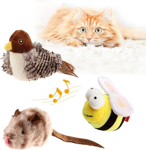 Gigwi Interactive Cat Toys for Indoor Cats, Rechargeable Motion Activated Cat Toy, Automatic Flapping and Chirping Cat Toy with Catnip, Beating Wings Hanging Cat Toy（Moving Bee） in Saudi Arabia