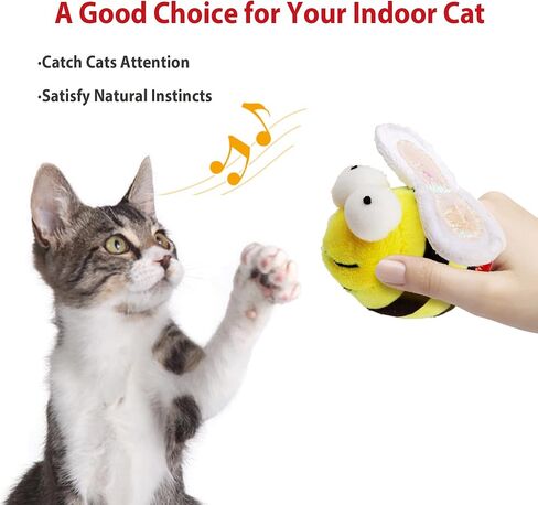 Gigwi Interactive Cat Toys for Indoor Cats, Rechargeable Motion Activated Cat Toy, Automatic Flapping and Chirping Cat Toy with Catnip, Beating Wings Hanging Cat Toy（Moving Bee） in Saudi Arabia