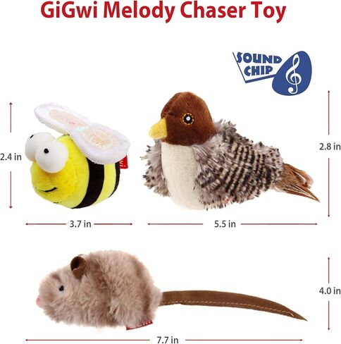 Gigwi Interactive Cat Toys for Indoor Cats, Rechargeable Motion Activated Cat Toy, Automatic Flapping and Chirping Cat Toy with Catnip, Beating Wings Hanging Cat Toy（Moving Bee） in Saudi Arabia
