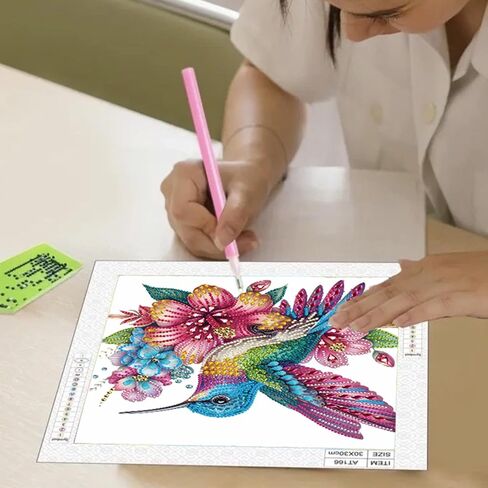 5D Diamond Art Kit for Adults - Colorful Hummingbird & Flowers DIY Craft with Crystal Rhinestones, 12x12 Inch Canvas, Relaxing Home Wall Decor in Saudi Arabia