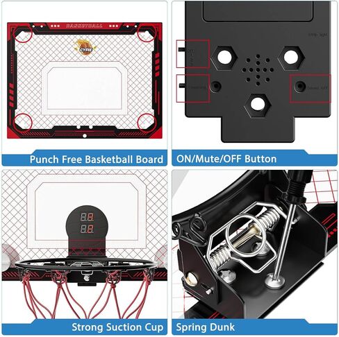 Cyfie Basketball Hoop Cuption Cup ، LED Light Basketball Hoop مع لوحة النتائج ، الخطاف ، 3 كرات ، هدايا لعبة كرة سلة داخلية صغيرة للأطفال. in Kuwait