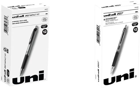 uni-ball Signo 207, Impact RT Gel Pen 1.0mm Bold Pens, Bulk Pens 12 Pack, Black Ink Pens & 207 Impact Gel Pens Bold Point, 1.0mm, Black, 12 Pack in Saudi Arabia