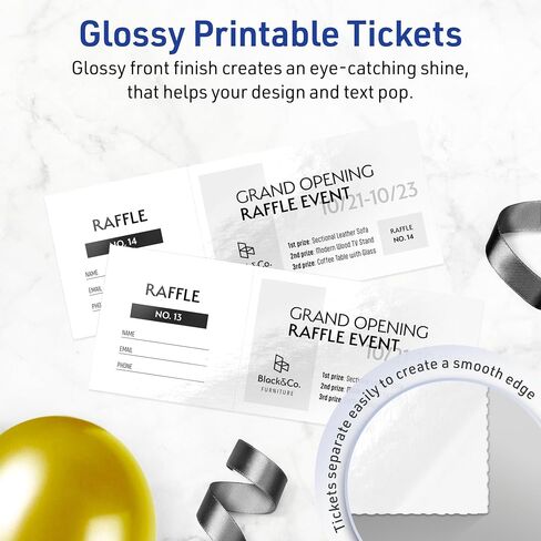 Avery Printable Rectangle Tickets, 2-1/8" x 5-1/2", Glossy White Cardstock, Laser/Inkjet, 200 Total in Saudi Arabia