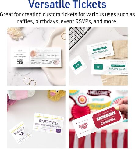 Avery Printable Rectangle Tickets, 2-1/8" x 5-1/2", Glossy White Cardstock, Laser/Inkjet, 200 Total in Saudi Arabia