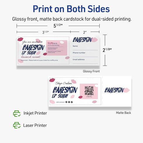 Avery Printable Rectangle Tickets, 2-1/8" x 5-1/2", Glossy White Cardstock, Laser/Inkjet, 200 Total in Saudi Arabia