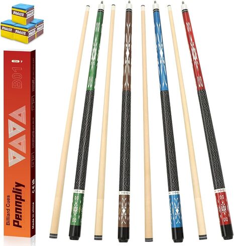 Pool Stick Set of 4, Pool Sticks for Adults with 4 Pool Cues Billiard Chalks, 58" Billiard Cue Sticks with Maple Wood for House Bar Professional Billiard Players - 18oz, 19oz, 20oz, 21oz in Kuwait