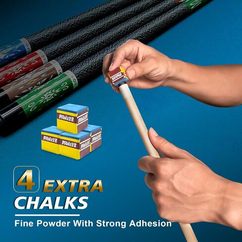 Pool Stick Set of 4, Pool Sticks for Adults with 4 Pool Cues Billiard Chalks, 58" Billiard Cue Sticks with Maple Wood for House Bar Professional Billiard Players - 18oz, 19oz, 20oz, 21oz in Kuwait
