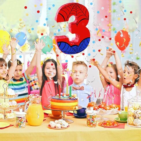 16 Inch Number 3 Spider Pinata with 16 Inch Piñata Stick Blindfold Confetti for Boy Girl Kids 3rd Birthday Party Decorations (3rd) in Saudi Arabia