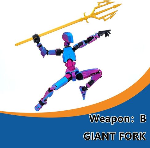 T13 Action Figure Assembly Completed, Titan 13 Action Figure, Dummy with Golden Giant Fork Weapon Giant Sword 3D Printed Robo 13 Lucky 13 Multi-Jointed Movable Nova 13 Toy (Laser Purple) in Saudi Arabia