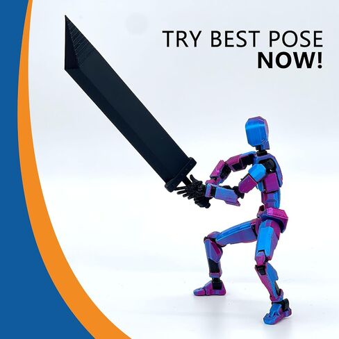 T13 Action Figure Assembly Completed, Titan 13 Action Figure, Dummy with Golden Giant Fork Weapon Giant Sword 3D Printed Robo 13 Lucky 13 Multi-Jointed Movable Nova 13 Toy (Laser Purple) in Saudi Arabia