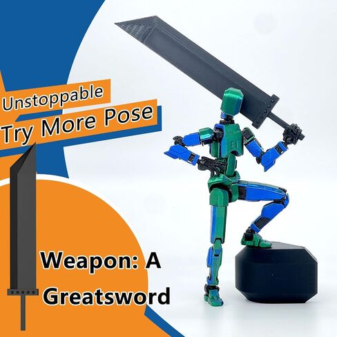 T13 Action Figure Assembly Completed, Titan 13 Action Figure, Dummy with Golden Giant Fork Weapon Giant Sword 3D Printed Robo 13 Lucky 13 Multi-Jointed Movable Nova 13 Toy (Laser Purple) in Saudi Arabia