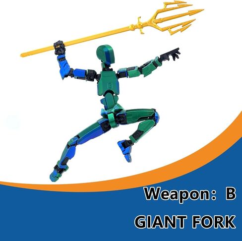 T13 Action Figure Assembly Completed, Titan 13 Action Figure, Dummy with Golden Giant Fork Weapon Giant Sword 3D Printed Robo 13 Lucky 13 Multi-Jointed Movable Nova 13 Toy (Laser Purple) in Saudi Arabia