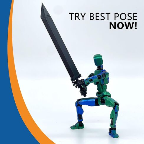 T13 Action Figure Assembly Completed, Titan 13 Action Figure, Dummy with Golden Giant Fork Weapon Giant Sword 3D Printed Robo 13 Lucky 13 Multi-Jointed Movable Nova 13 Toy (Laser Purple) in Saudi Arabia