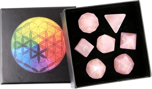 7 أجهزة كمبيوتر مصنوعة يدويًا DND Polyhedral DCIE مجموعات ألعاب لعب الأدوار MTG Table Game مصقولة مصقولة الحجارة ، روز كوارتز in Kuwait