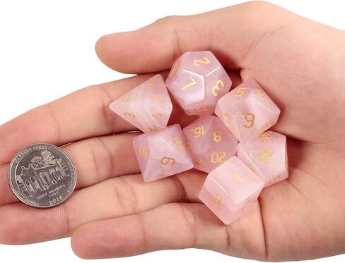 7 أجهزة كمبيوتر مصنوعة يدويًا DND Polyhedral DCIE مجموعات ألعاب لعب الأدوار MTG Table Game مصقولة مصقولة الحجارة ، روز كوارتز in Kuwait