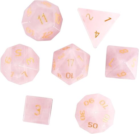 7 أجهزة كمبيوتر مصنوعة يدويًا DND Polyhedral DCIE مجموعات ألعاب لعب الأدوار MTG Table Game مصقولة مصقولة الحجارة ، روز كوارتز in Kuwait