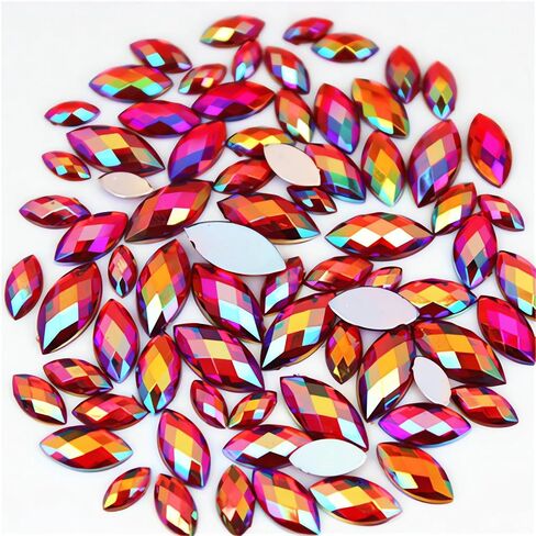 1000Pcs Crystal AB Horse Eye Rhinestones Glitter Gems Flatback Acrylic Gemstones Jewels Crafts DIY for Making Clothes Dress Shoes Bag Wedding Accessories(01 White AB) in Kuwait