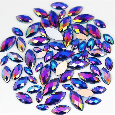 1000Pcs Crystal AB Horse Eye Rhinestones Glitter Gems Flatback Acrylic Gemstones Jewels Crafts DIY for Making Clothes Dress Shoes Bag Wedding Accessories(01 White AB) in Kuwait