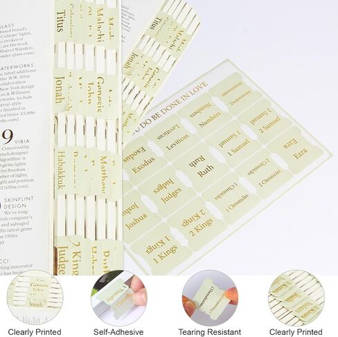 Bible Tabs for Women and Men; Laminated Bible Tabs for Study Bible; Gold Foil Embossed Lettering; Large Print Neutral Bible Tabs for Easy Navigation and Quick Reference (Light Blue) in Saudi Arabia