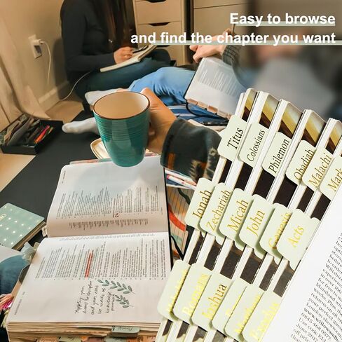 Bible Tabs for Women and Men; Laminated Bible Tabs for Study Bible; Gold Foil Embossed Lettering; Large Print Neutral Bible Tabs for Easy Navigation and Quick Reference (Light Blue) in Saudi Arabia
