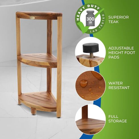 EcoDecors-Bench-Shower Stool-Shower Seat-Teak Shower Bench-Shower Chair for Inside Shower-Small Bench-Teak Shower Stool for Inside Shower-Shower Foot Rest in Kuwait