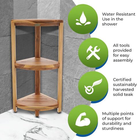 EcoDecors-Bench-Shower Stool-Shower Seat-Teak Shower Bench-Shower Chair for Inside Shower-Small Bench-Teak Shower Stool for Inside Shower-Shower Foot Rest in Kuwait