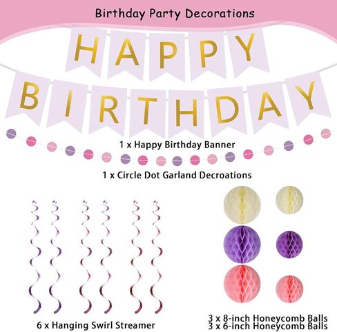 Blue Birthday Decorations - Navy Blue Happy Birthday Banner with 6 Honeycomb Balls, 6 Metallic Hanging Swirls and Circle Dot Garland Decroations for Men Boys Birthday Party Decorations in Saudi Arabia