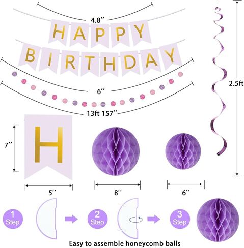 Blue Birthday Decorations - Navy Blue Happy Birthday Banner with 6 Honeycomb Balls, 6 Metallic Hanging Swirls and Circle Dot Garland Decroations for Men Boys Birthday Party Decorations in Saudi Arabia