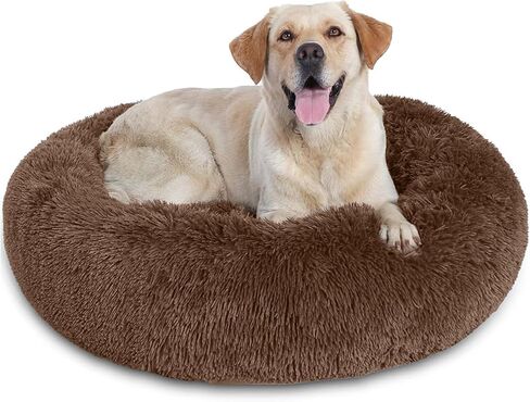 Cuddler Nest Warm Soft Plush Faux Fur Pet Bed for Dogs and Cats Cushion with Cozy Sponge Non-Slip Bottom for Small Medium Pets Snooze Sleeping Indoor (Light Brown, 19.7 Inch) in Saudi Arabia