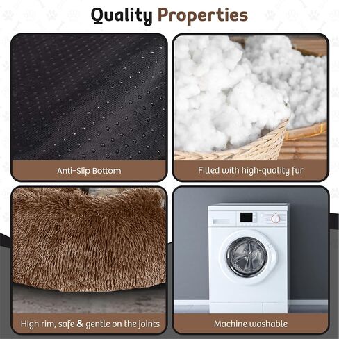 Cuddler Nest Warm Soft Plush Faux Fur Pet Bed for Dogs and Cats Cushion with Cozy Sponge Non-Slip Bottom for Small Medium Pets Snooze Sleeping Indoor (Light Brown, 19.7 Inch) in Saudi Arabia